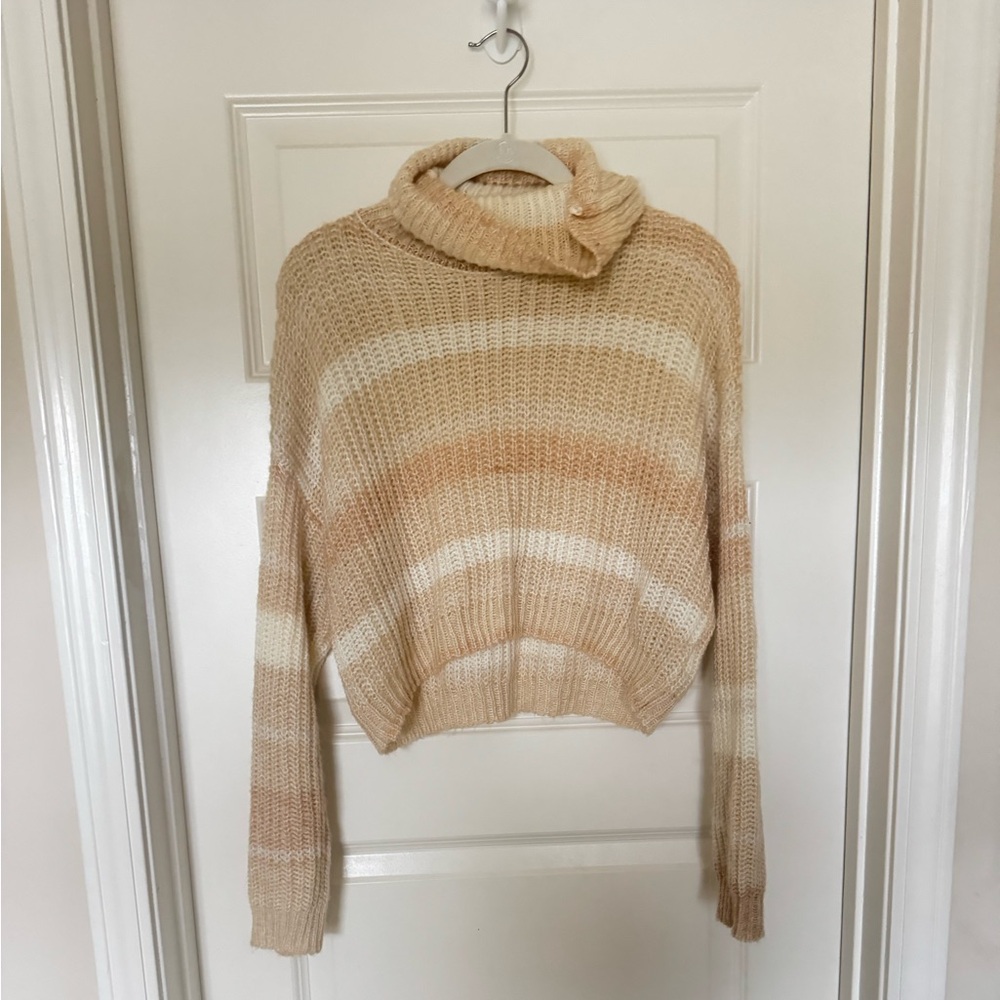 Striped Tan and Cream Women's Sweater